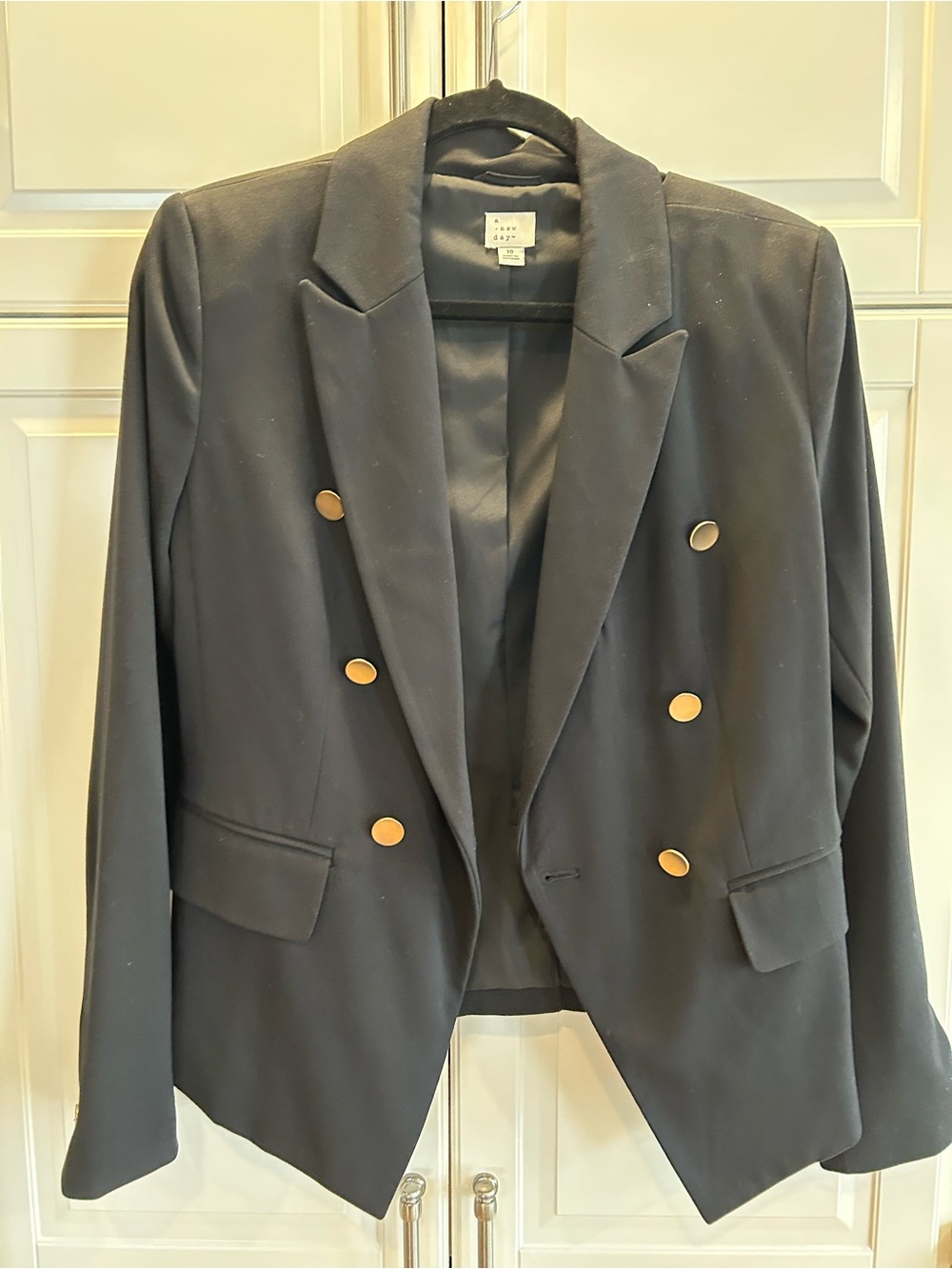 a new day Black Double-Breasted Blazer with Gold Buttons